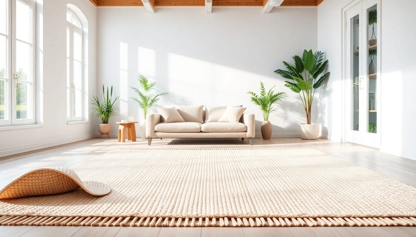 Nagermatte in einem hellen Raum mit stilvollem Sofa und entspannender Atmosphäre