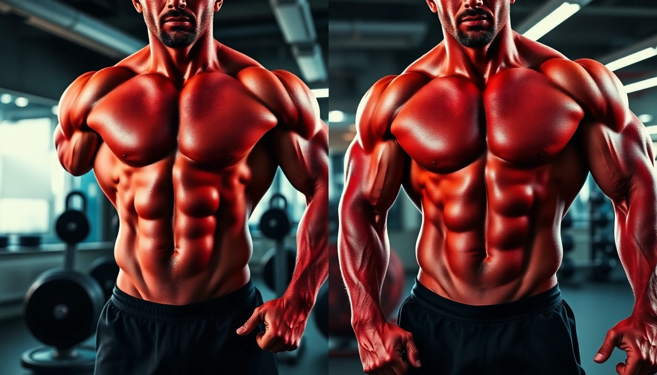 Vorher-Nachher Vergleich von Muskelaufbau mit testo vorher nachher für Fitness-Evolution.