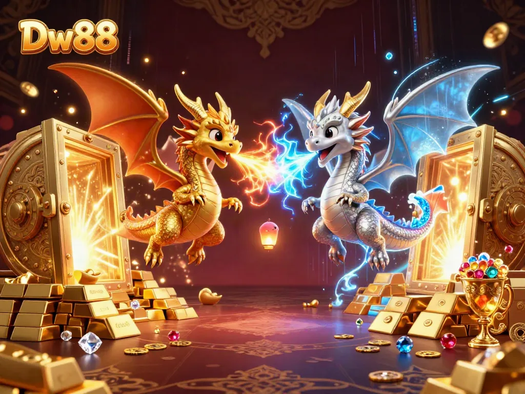 Experience the thrilling world of Dw88 with dragons, treasures, and dynamic casino elements.