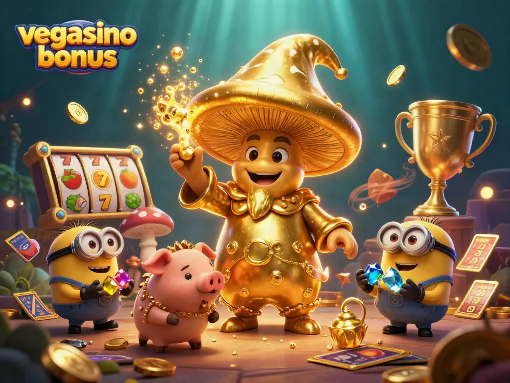 Reveal the vegasino bonus within an enchanting casino realm illustrated with magical elements and dynamic game features.