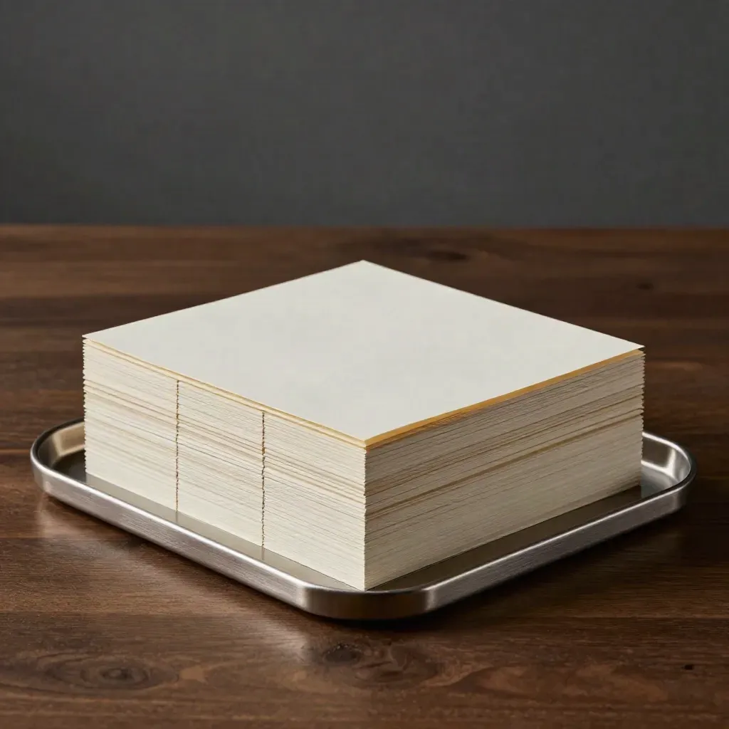 Brushed-Aluminium-Tray mit modularen Hüllen und Trennblöcken auf dunklem Holz.