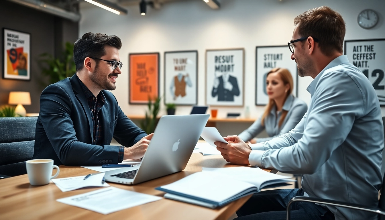 Headhunter Ingenieure bei engagiertem Gespräch in modernem Büro.