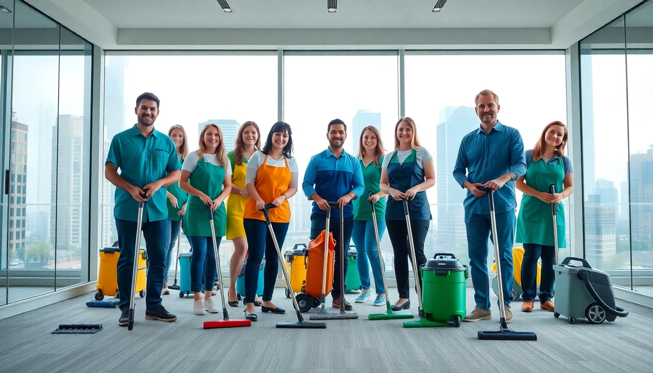 Professionelle Gebäudereinigung Ulm durch ein engagiertes Team in einem modernen Büro.
