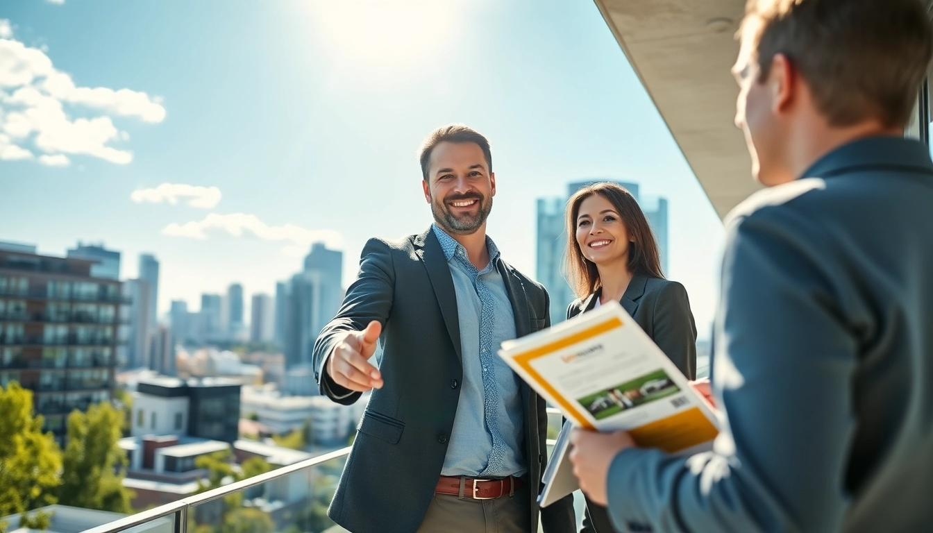Immobilienmakler Frankfurt Eckenheim präsentiert ein modernes Apartment mit einem potenziellen Käufer.