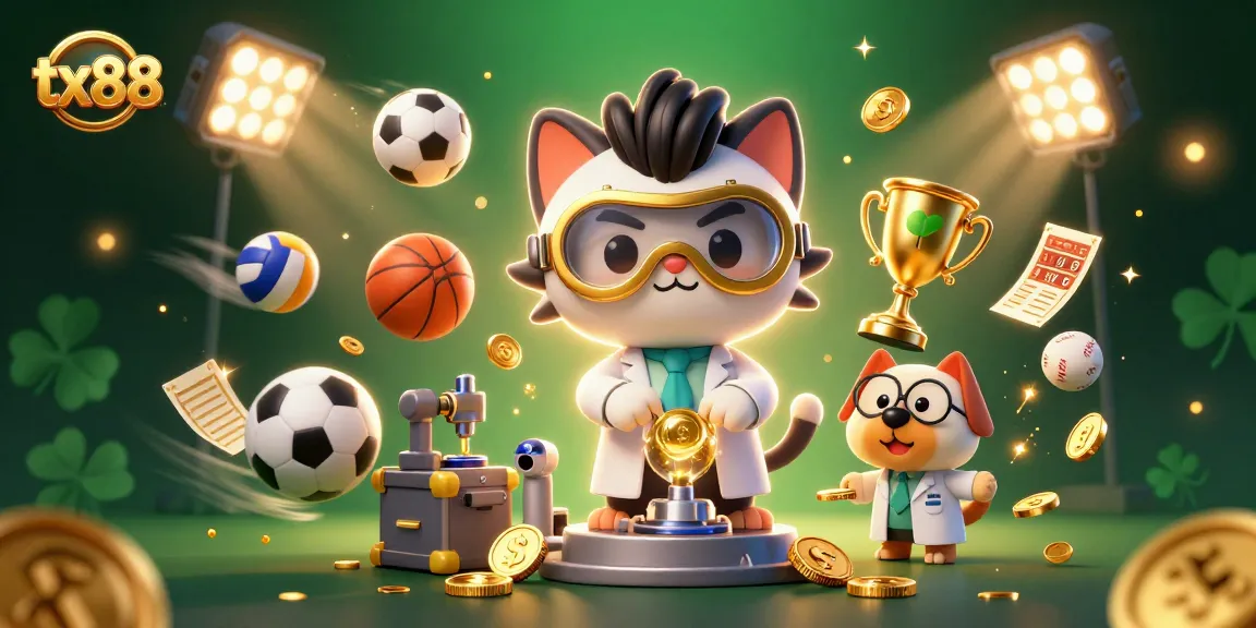 Engage in exciting gameplay at tx88 with a colorful lab scene featuring science and sports.
