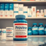 Proviron kaufen: A modern pharmacy shelf highlighting Proviron and various testosterone supplements.