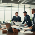 Headhunter Ingenieure bei einer Besprechung in einem modernen Büro.