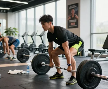 Anabole Steroide im Steroidshop: Athlet beim Gewichtheben im modernen Fitnessstudio.