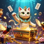 realz casino freispiele nutzen mit einer lebhaften 3D-Darstellung von Slot-Reels und ägyptischer Mumienkatze.