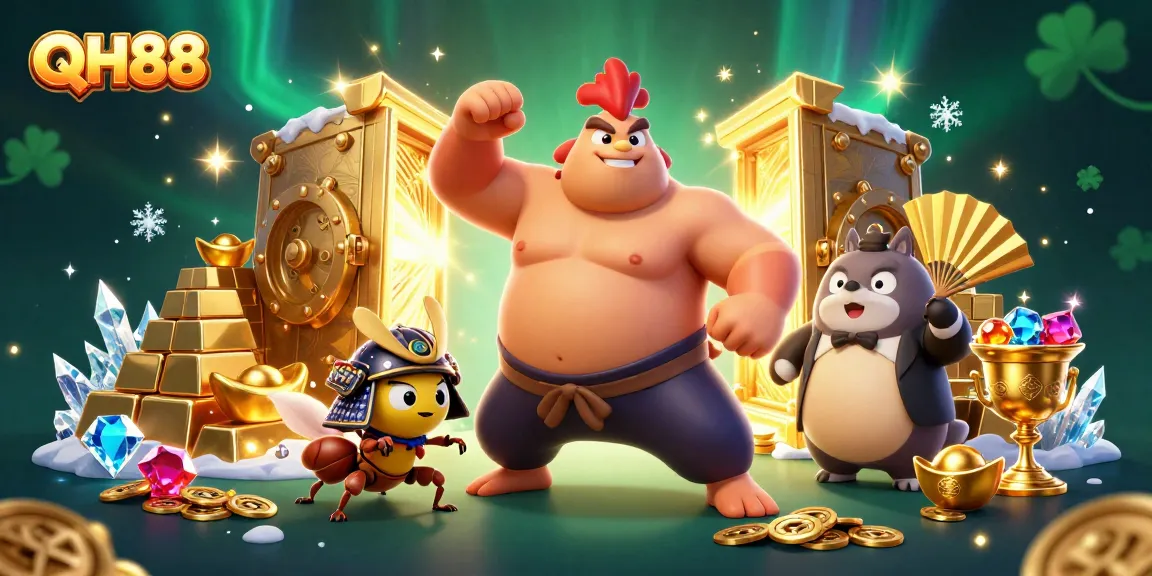 Experience the thrilling QH88 adventure with vibrant characters in a festive credit-rich scene.